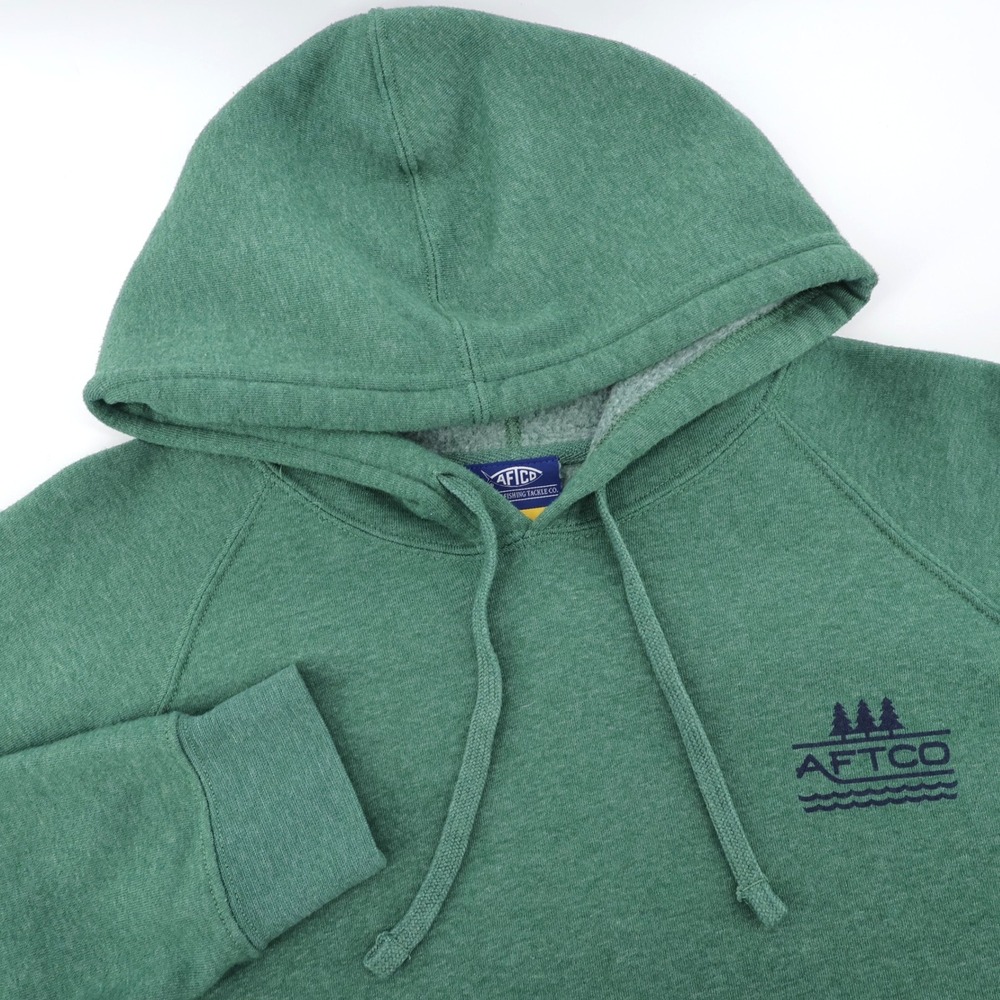 AFTCO Graphic Mountain Sunrise Hoodie Green Mens Large